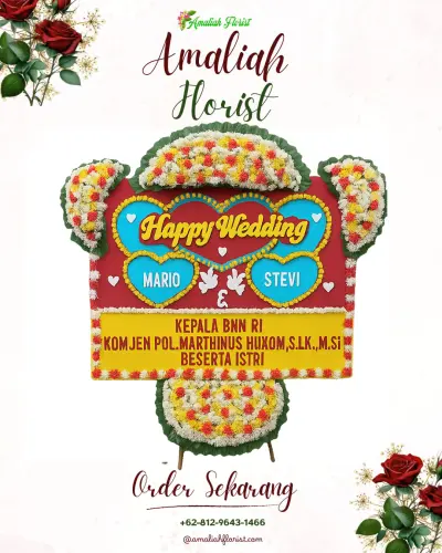 Karangan Papan Bunga Pernikahan di Serongga